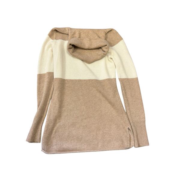 Athleta 100% Cashmere Turtleneck Pullover‎ - Stripe Cream & Tan - X-Small - Picture 5 of 9